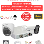 Hikvision 2MP 2 HD CCTV Cameras Audio 24hrs ColorVu Combo Full Set