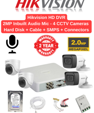 Hikvision 2MP 4 Cameras Audio Combo Full Set