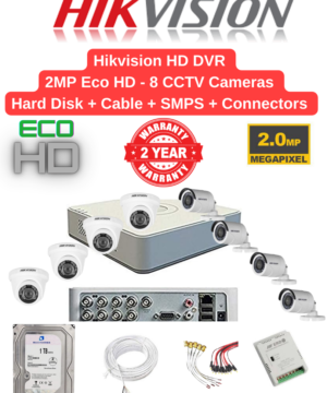 Hikvision 2MP Eco 8 Cameras Combo