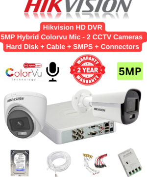 Hikvision 5MP 2 Cameras Hybrid Color with Audio Combo