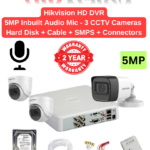 Hikvision 5MP 3 HD CCTV Cameras with Audio Combo Full Set