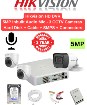 Hikvision 5MP 3 Cameras with Audio Combo