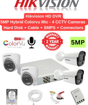 Hikvision 5MP 4 Cameras Hybrid Color with Audio Combo