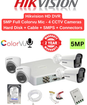 Hikvision 5MP 4 Cameras with Audio 24hrs Color Combo