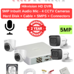 Hikvision 5MP 4 HD CCTV Cameras with Audio Combo Full Set