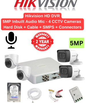 Hikvision 5MP 4 Cameras with Audio Combo