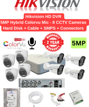 Hikvision 5MP 8 Cameras Hybrid Color with Audio Combo