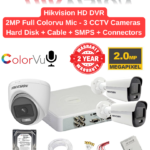 Hikvision 2MP 3 HD CCTV Cameras Audio 24hrs ColorVu Combo Full Set