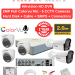 Hikvision 2MP 5 HD CCTV Cameras Audio 24hrs ColorVu Combo Full Set