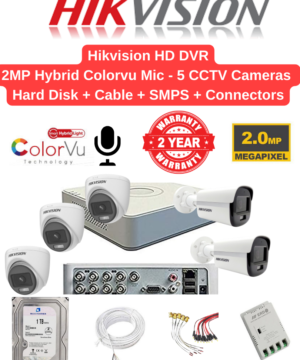 Hikvision 2MP 4 Cameras Audio Hybrid ColorVu Combo Full Set