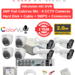 Hikvision 2MP 8 HD CCTV Cameras Audio 24hrs ColorVu Combo Full Set