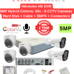 Hikvision 5MP 5 HD CCTV Cameras Hybrid Color with Audio Combo Full Set
