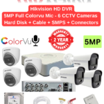 Hikvision 5MP 6 HD CCTV Cameras with Audio 24hrs Color Combo Full Set