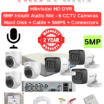 Hikvision 5MP 6 HD CCTV Cameras with Audio Combo Full Set