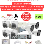 Hikvision 5MP 7 HD CCTV Cameras Hybrid Color with Audio Combo Full Set