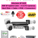 Hikvision 4MP IP 1-Line IPC CCTV 4 Hybrid Color Audio Cameras Combo Full Set