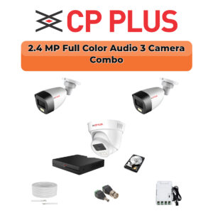 CP Plus 3 Camera 2.4MP Guard+ Full Color CCTV Combo Kit | 500GB HDD
