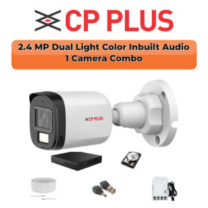 CP Plus 1-Camera 2.4MP Dual Light Audio Kit | Smart Hybrid Color | 500GB HDD | Customizable