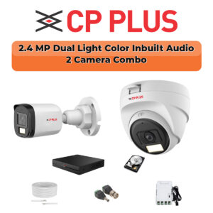 CP Plus 2-Camera 2.4MP Dual Light Audio Kit | 4-CH DVR | 500GB HDD | Customizable