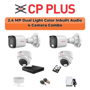 CP Plus 4-Camera 2.4MP Dual Light Audio Kit | 4-CH DVR | 500GB HDD | Customizable