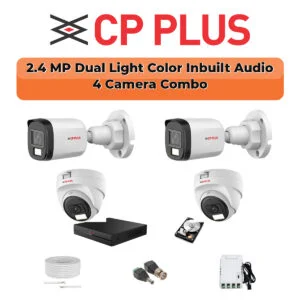 CP Plus 4-Camera 2.4MP Dual Light Audio Kit | 4-CH DVR | 500GB HDD | Customizable