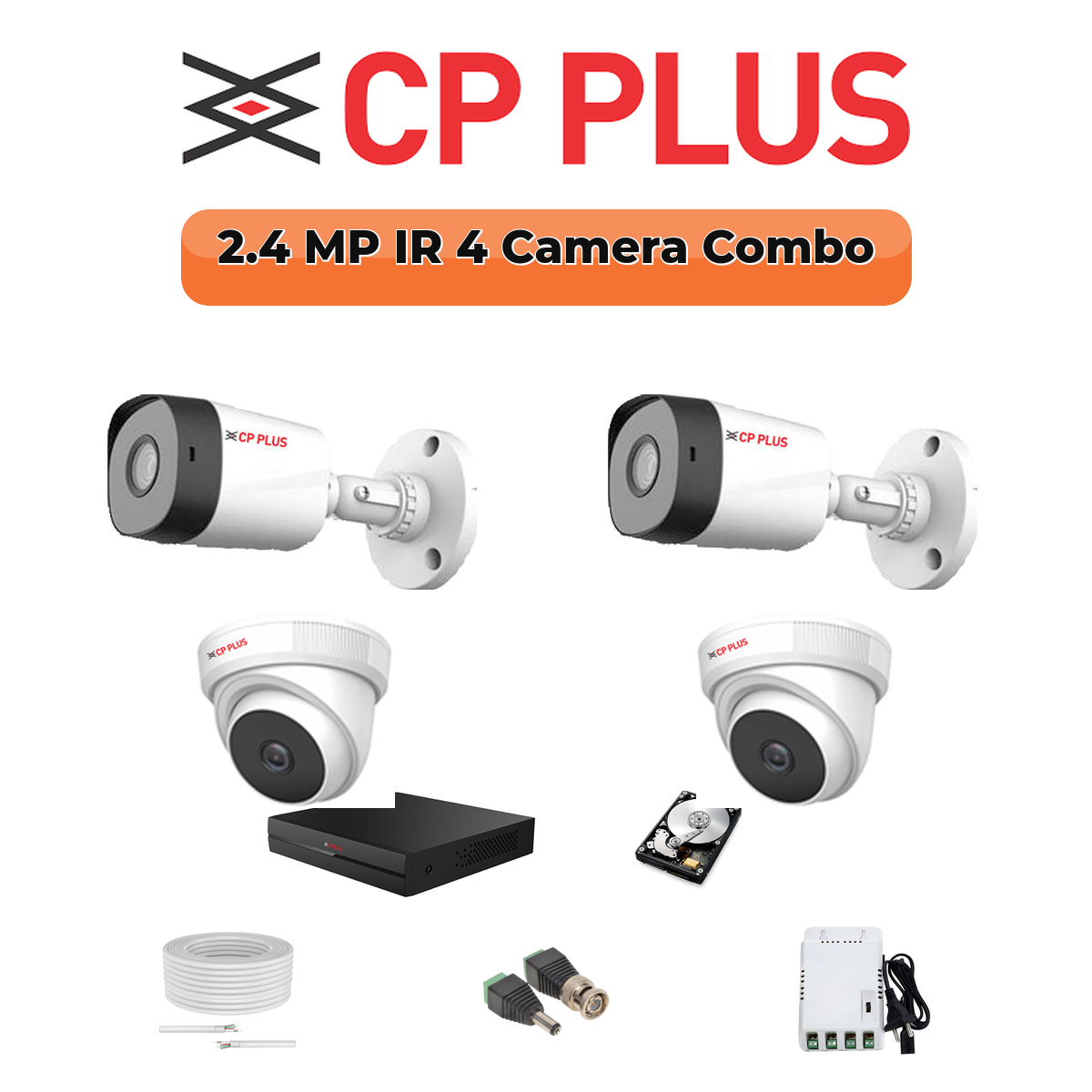 CP Plus 4-Camera 2.4MP CCTV Kit | 4-CH DVR | 1×500GB HDD | Fully Customizable 1 CP PLUS CP Plus 4-Camera 2.4MP CCTV Kit | 4-CH DVR | 500GB HDD | Fully Customizable