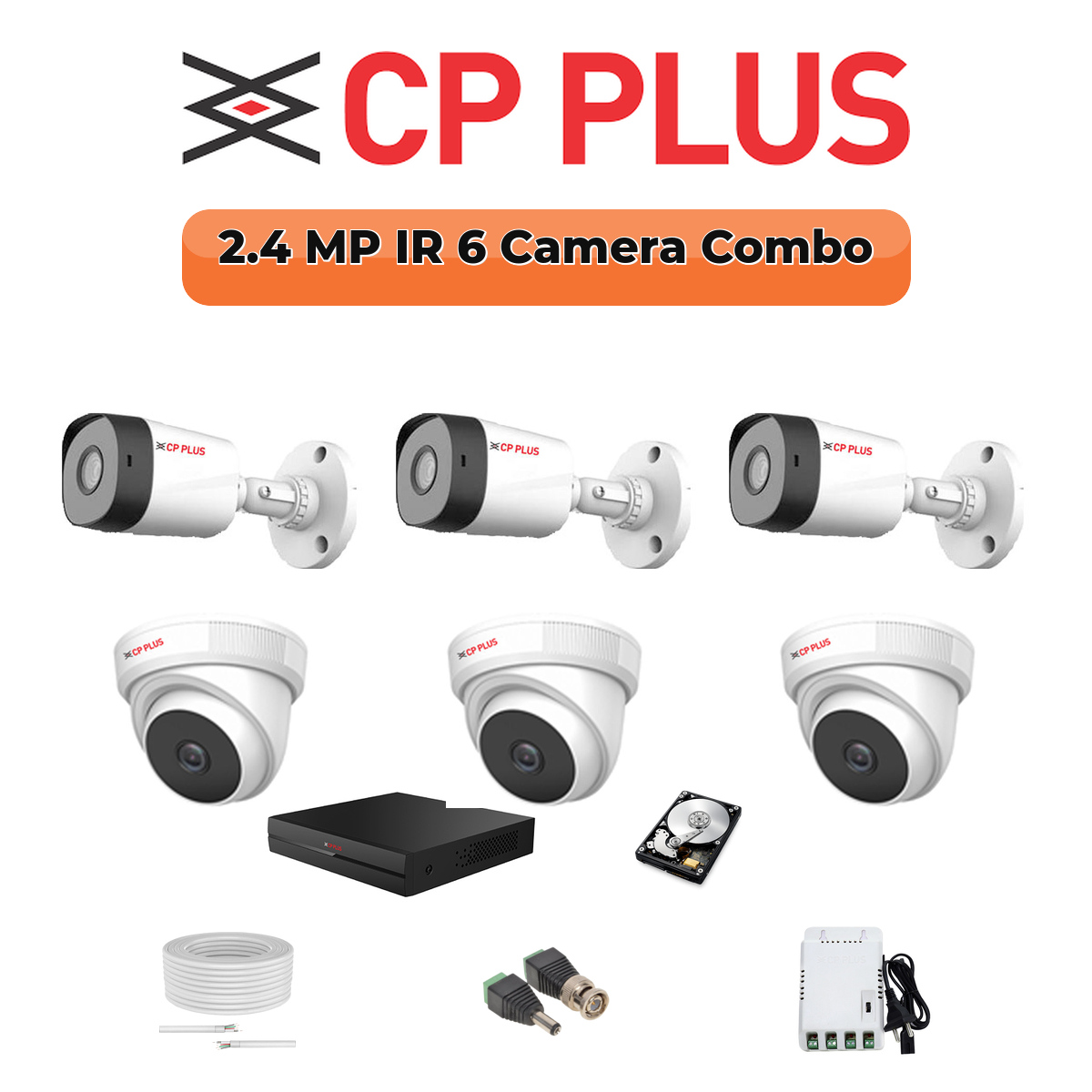 CP Plus 6-Camera 2.4MP CCTV Kit | 8-CH DVR | 1×1TB HDD | Fully Customizable 1 CP PLUS CP Plus 6-Camera 2.4MP CCTV Kit | 8-CH DVR | 500GB HDD | Fully Customizable
