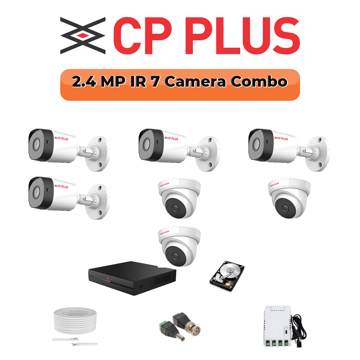 CP Plus 7-Camera 2.4MP CCTV Kit | 8-CH Audio DVR | 1×1TB HDD | Fully Customizable 1 CP PLUS CP Plus 7-Camera 2.4MP CCTV Kit | 8-CH Audio DVR | 1TB HDD | Fully Customizable