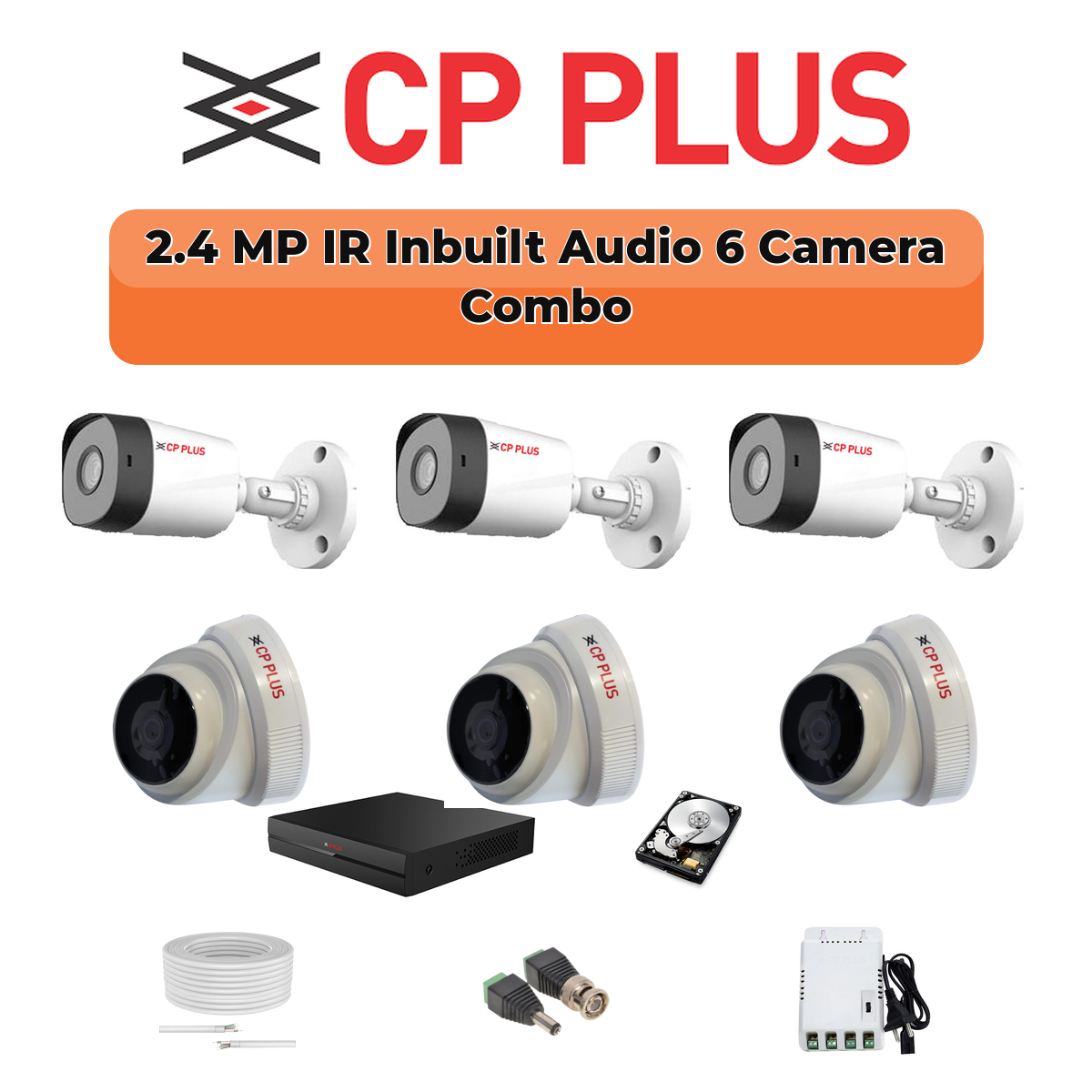 CP Plus 6 Camera 2.4MP Audio CCTV Kit | 8-CH DVR | 1×1TB HDD | Fully Customizable 1 CP PLUS CP Plus 6 Camera 2.4MP Audio CCTV Kit | 8-CH DVR | 500GB HDD | Fully Customizable