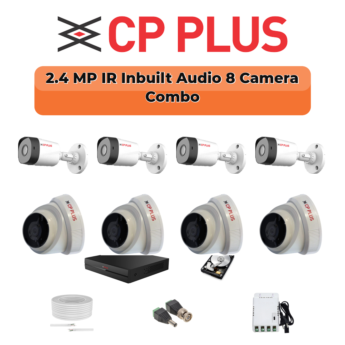 CP Plus 8 Camera 2.4MP Audio CCTV Kit | 8-CH DVR | 1×1TB HDD | Fully Customizable 1 CP PLUS CP Plus 8 Camera 2.4MP Audio CCTV Kit | 8-CH DVR | 1TB HDD | Fully Customizable