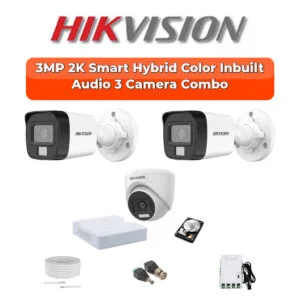 Hikvision 3-Camera 2K Smart Hybrid Light Security Kit | Audio | 500GB HDD | Customizable