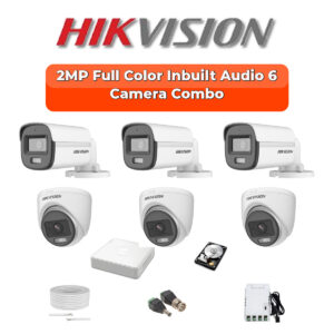 Hikvision 6-Camera 2MP ColorVu Audio Security Kit | 8-CH DVR | 500GB HDD | Customizable