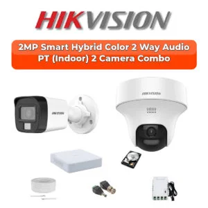 Hikvision 2-Camera 2MP Two-Way Audio Security Kit | Pan-Tilt | Smart Hybrid | 500GB HDD