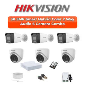 Hikvision 6-Camera 3K 5MP Two-Way Audio Security Kit | 8-CH DVR | 500GB HDD | Customizable