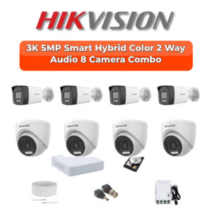 Hikvision 8-Camera 3K 5MP Two-Way Audio Security Kit | Full 8-CH Coverage | 1TB HDD | Customizable