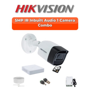 Hikvision 1-Camera 5MP Audio Turbo HD Security Kit | Built-in Mic | 500GB HDD | Customizable