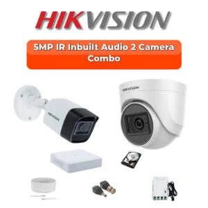 Hikvision 2-Camera 5MP Audio Turbo HD Security Kit | Built-in Mic | 500GB HDD | Customizable