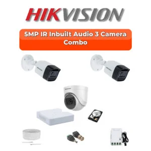 Hikvision 3-Camera 5MP Audio Turbo HD Security Kit | Built-in Mic | 500GB HDD | Customizable