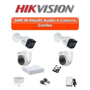 Hikvision 4-Camera 5MP Audio Turbo HD Security Kit | Built-in Mic | 500GB HDD | Customizable