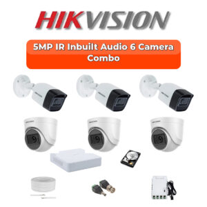 Hikvision 6-Camera 5MP Audio Turbo HD Security Kit | 8-CH DVR | 500GB HDD | Customizable