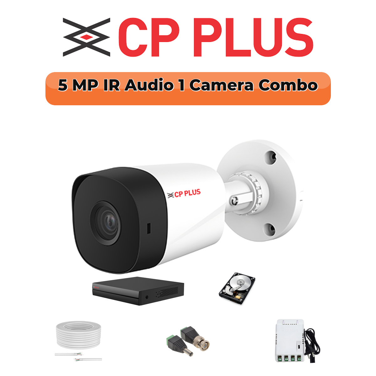 CP Plus 1 Camera 5MP Full HD Combo Kit | Built-in Mic | 1×500GB HDD 1 CP PLUS CP Plus 1 Camera 5MP Full HD Combo Kit | Built-in Mic | 500GB HDD