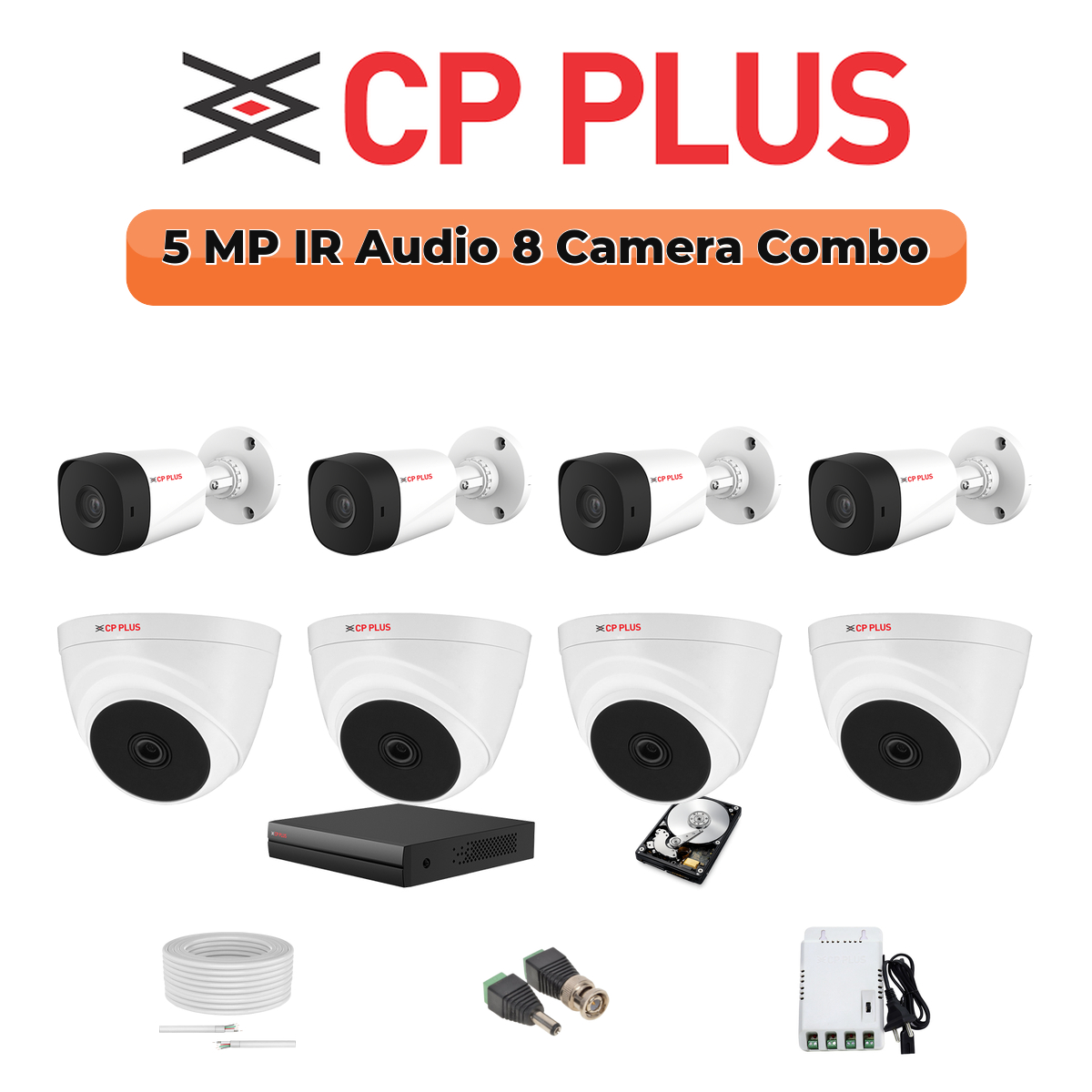 CP Plus 32 Camera 5MP HD CCTV Combo Kit | Built-in Mic | 32CH DVR / XVR | 2×6TB 1 CP PLUS CP Plus 8 Camera 5MP Full HD Combo Kit | Built-in Mics | 8CH DVR | 1TB HDD