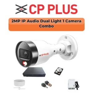 CP Plus 1 Camera 2MP Dual Light IP Combo Kit | PoE Switch | 500GB HDD