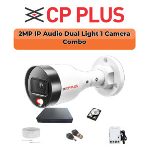 CP Plus 1 Camera 2MP Dual Light IP Combo Kit | PoE Switch | 500GB HDD