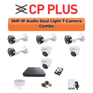CP Plus 7 Camera 2MP Dual Light IP Combo Kit | PoE Switch | 1TB HDD