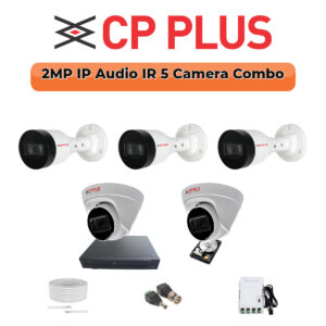 CP Plus 5 Camera 2MP IP Combo Kit | Built-in Mics | 8CH NVR | 500GB HDD