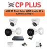 CP PLUS CP Plus 4 Camera 4MP Smart Hybrid IP Combo Kit | WDR & Built-in Mics | 500GB HDD