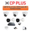 CP PLUS CP Plus 5 Camera 4MP Smart Hybrid IP Combo Kit | WDR & Built-in Mics | 8CH NVR | 500GB HDD