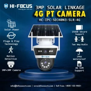 Hi-Focus 3MP Solar Linkage 4G PT Smart Security Camera | HC-IPC-SDJ40N3-SLR-4G