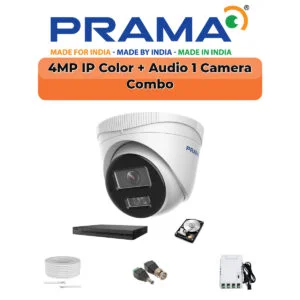 Brands 32 Prama 4MP Smart Dual Light 1-Camera IP Combo Kit | 1 Camera | Built-in Mic | Color Night Vision | 4-Channel NVR | AI Detection | PT-NC140D3-WNM(D2)-1-COMBO